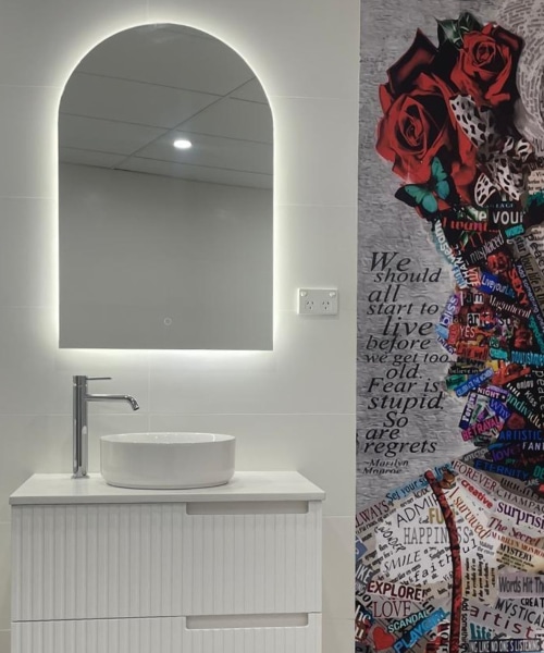 bathroom mirror with ambient light